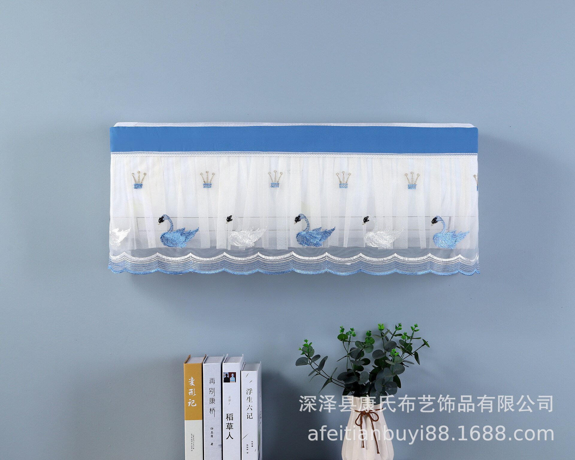 Air Conditioner Cover Hanging Air Conditioning Cover All-inclusive Protective Case for Air Conditioner Decorative Dust Covers: Blue / 100cm