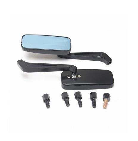 1 Paar Motorcycle Spiegel Moto Fiets Achteruitkijkspiegel Achteruitkijkspiegels Legering Motorfiets Achteruitkijkspiegels 8Mm/10Mm Blauw, p-115: Black