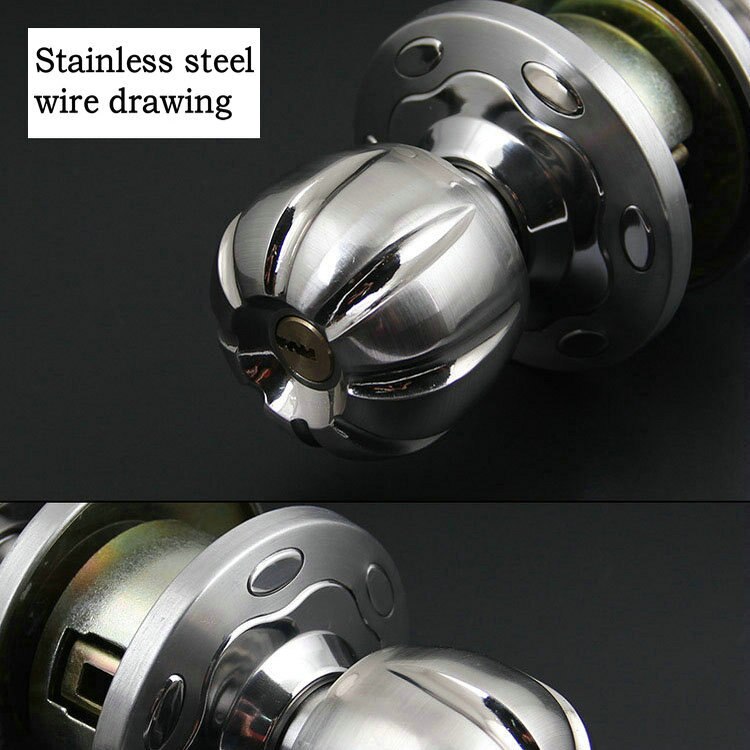 Serrure de porte à poignée ronde, serrure de porte intérieure avec clé en acier inoxydable look tous temps OSK102