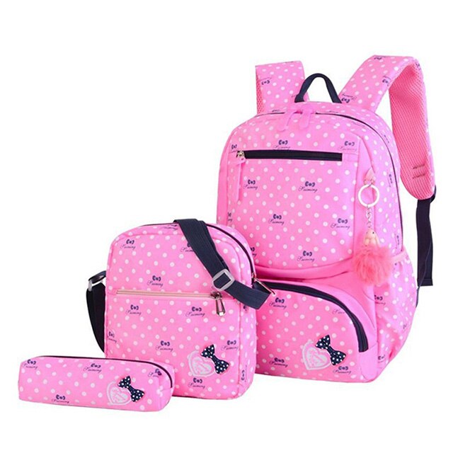 3 Pcs Afdrukken Schooltas Voor Kinderen Kids School School Rugzakken Voor Meisjes Tiener Roze Paars Bagpack: 3