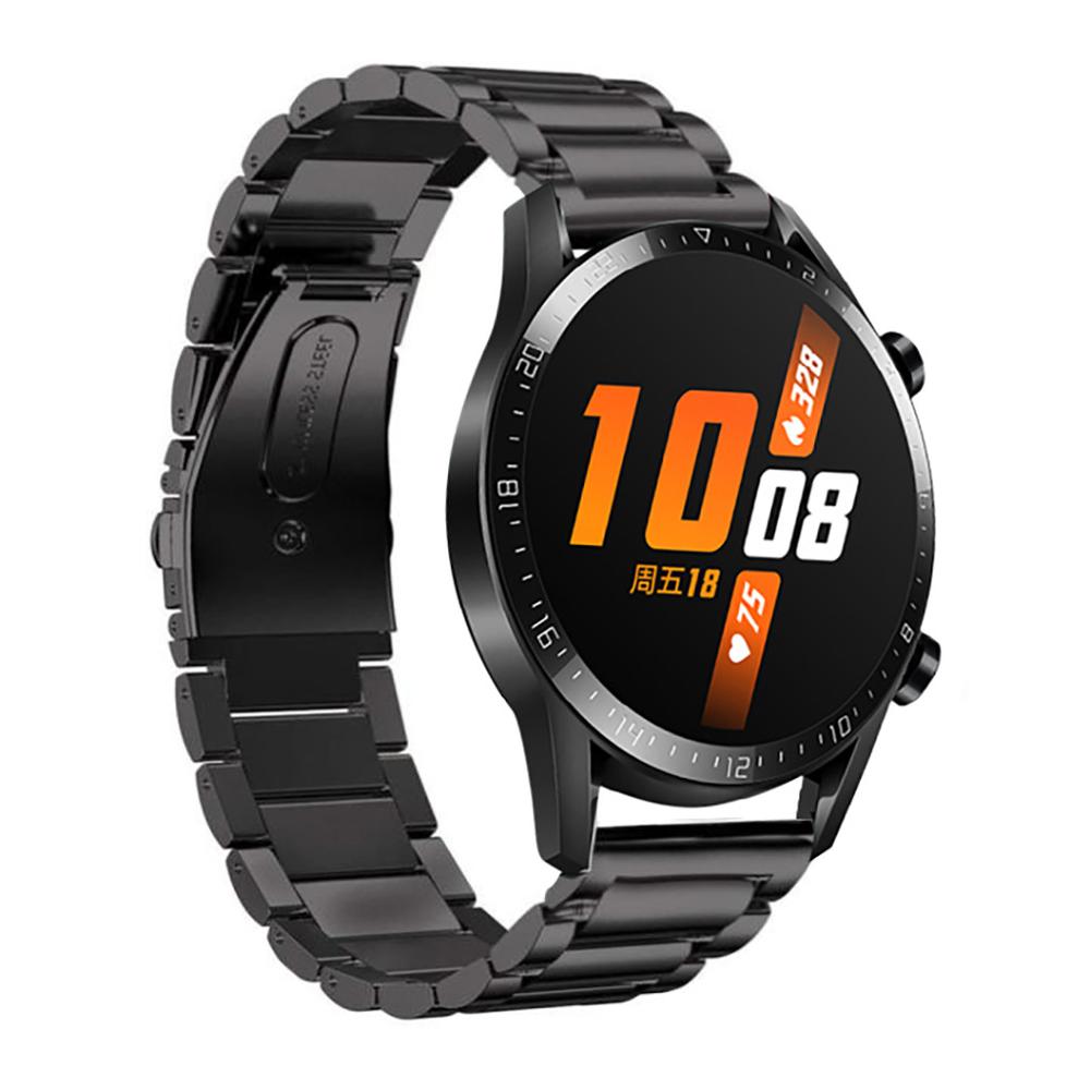 Silikon Edelstahl Ersatz Gurt Uhr Band Handgelenk Gurt für Huawei Uhr GT2 46mm Sport Ersatz Uhr Band: stahl schwarz