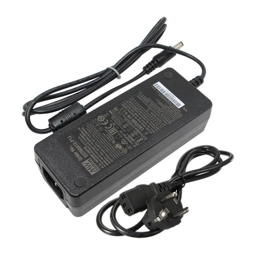 Meanwell 12V 5A Universal Desktop Power Adapter MW AC DC Switching Adaptor GST60A12-P1J YH GSM60A12-P1J YH: black