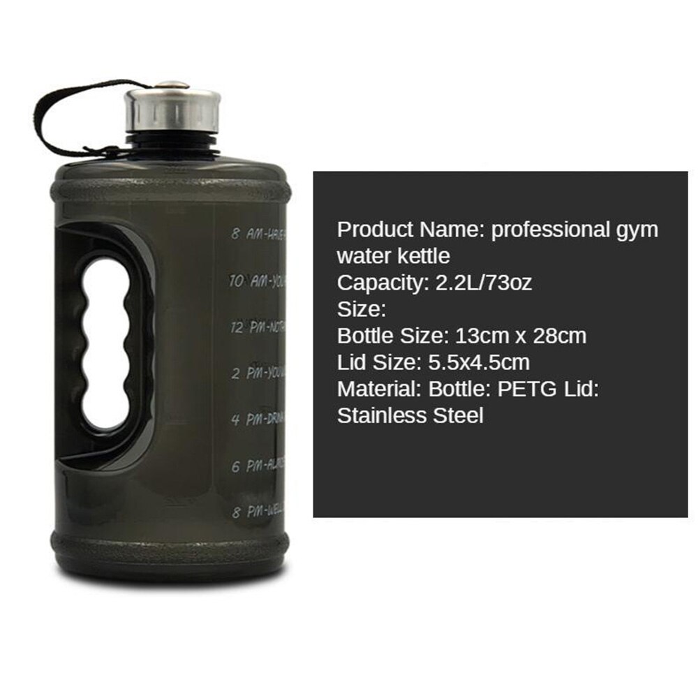 2.2L Large Capcity Gym Water Bottle Protein Plastic Sport Water Bottles Handgrip Gym Fitness Kettle Outdoor Sports Bottle