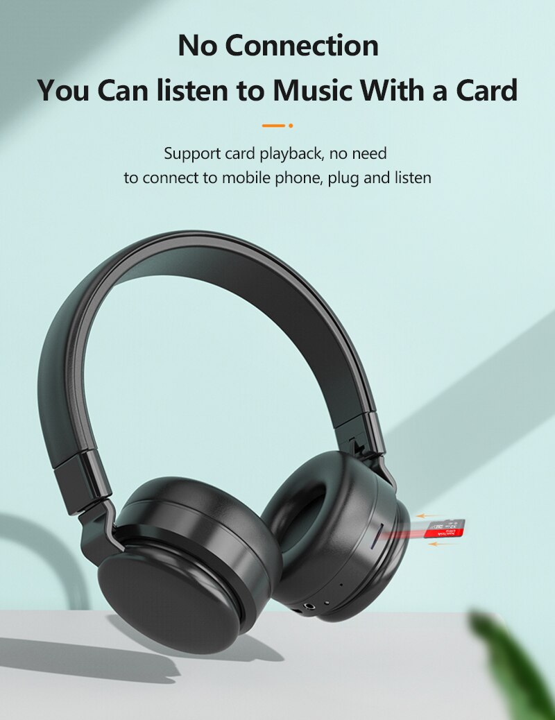 Wireless Sport Bluetooth Headphones R10 Over Ear Stereo Bass Bluetooth 5.0 Headset Foldable Earphone Support TF Card MP3 Player