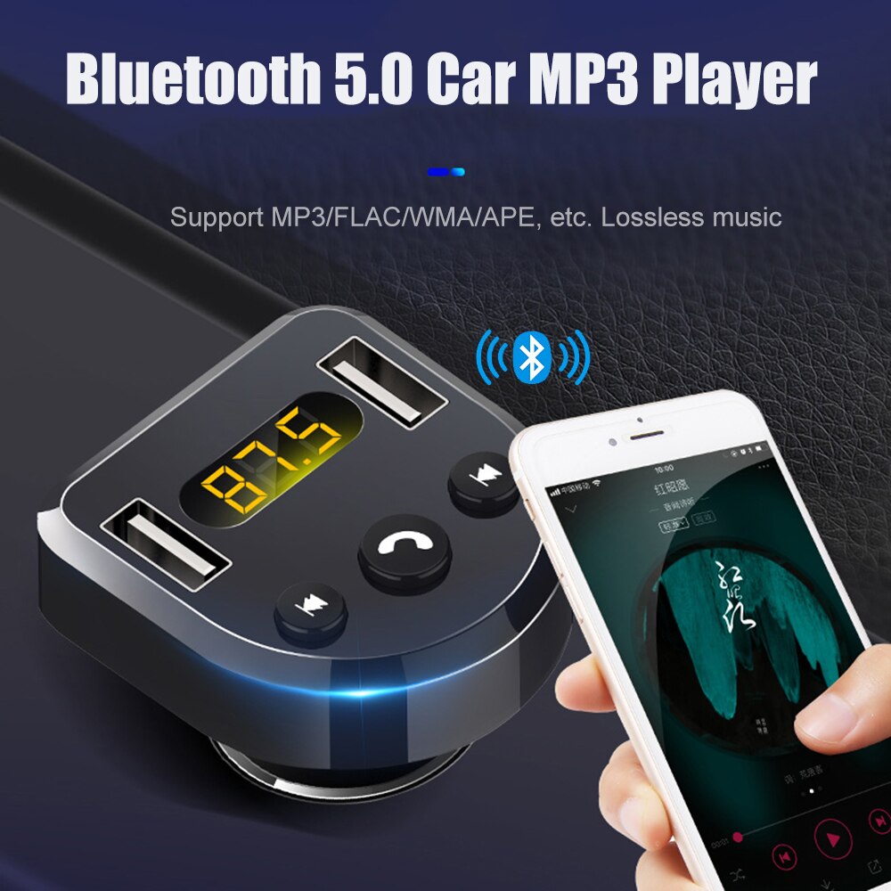 JINSERTA Drahtlose Freihändige Bluetooth 5,0 FM Sender Auto Mp3 Spieler Spannung Erkennung Dual USB Ladegerät Unterstützung U Disk
