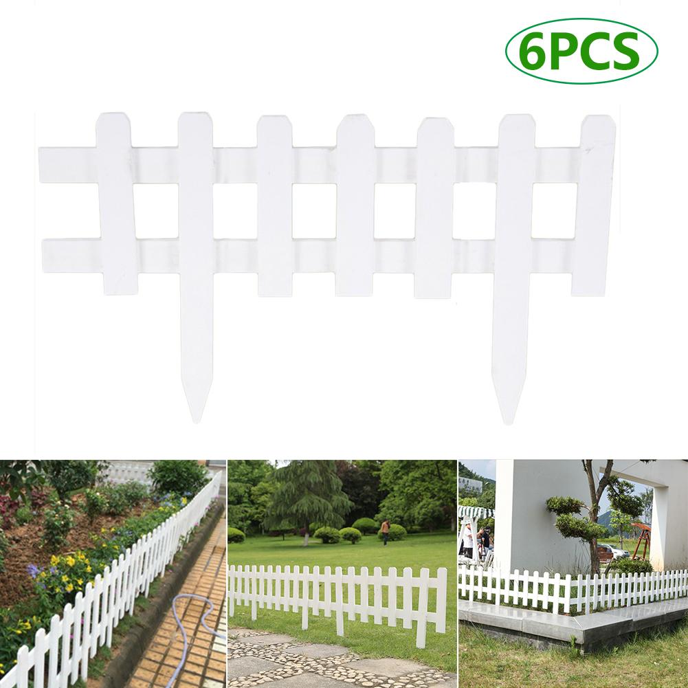6pcs Courtyard Lawn Fence Garden Fence Wooden Fence Outdoors Edging Fencing Garden Decoration 63*35cm