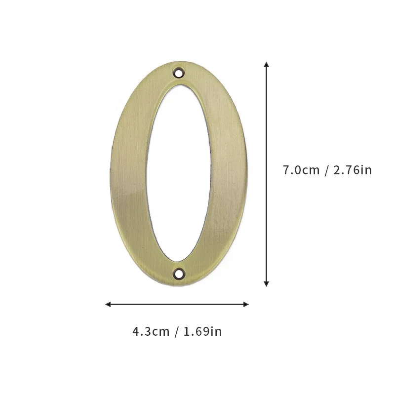 7cm Bronze House Number Sticker backside Metal Doorplate Home Door Plaque Numbers Sign For Mailbox Street: Silver