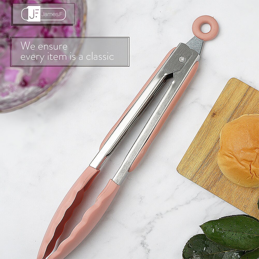 Silicone Food Tong Cooking Clip Clamp BBQ Salad Tools Stainless Steel Kitchen Tongs Silicone Non-slip Grill Kitchen Accessories