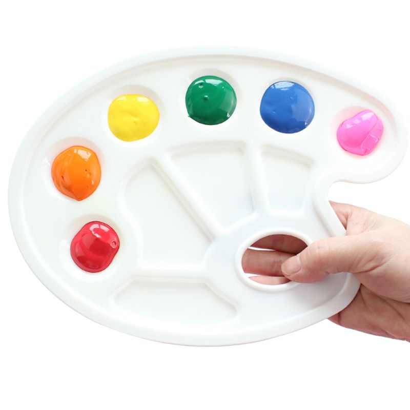 4 stuks plastic schilderbak, draagbaar schilderspalet met duimgat, 10 vakken, doe-het-zelf kunst, gouacheverf