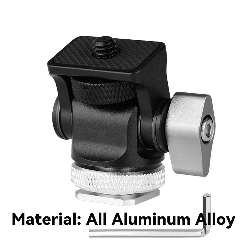 Mini soporte para Monitor, cabezal de trípode, adaptador de zapata fría de 1/4 pulgadas para montaje de Monitor de cámara, Flash, micrófono, luz de relleno LED: Gris