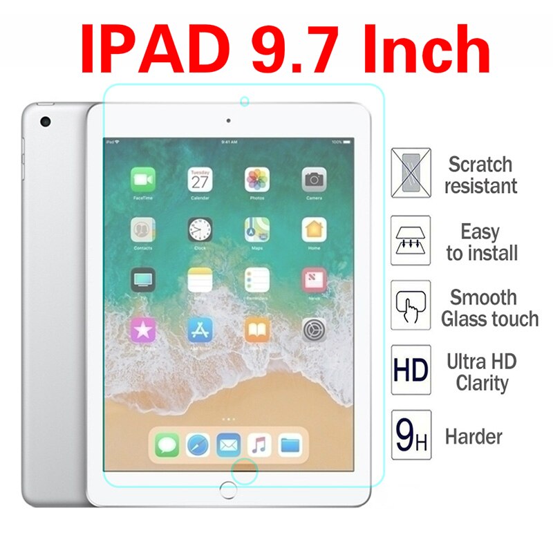 Tempered Glass Film Screen Protector for iPad 6th 5th Generation Air Air2 Pro 9.7 Protective Film Glass for ipad 5 6: IPAD 9.7 Inch