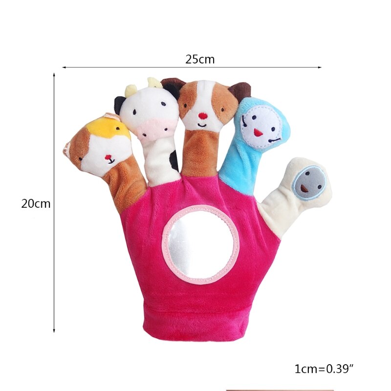 Peuter Baby Kind Zoo Dier Handpop Handschoen Vinger Knuffel Cartoon Verhaal Simuleren Pop