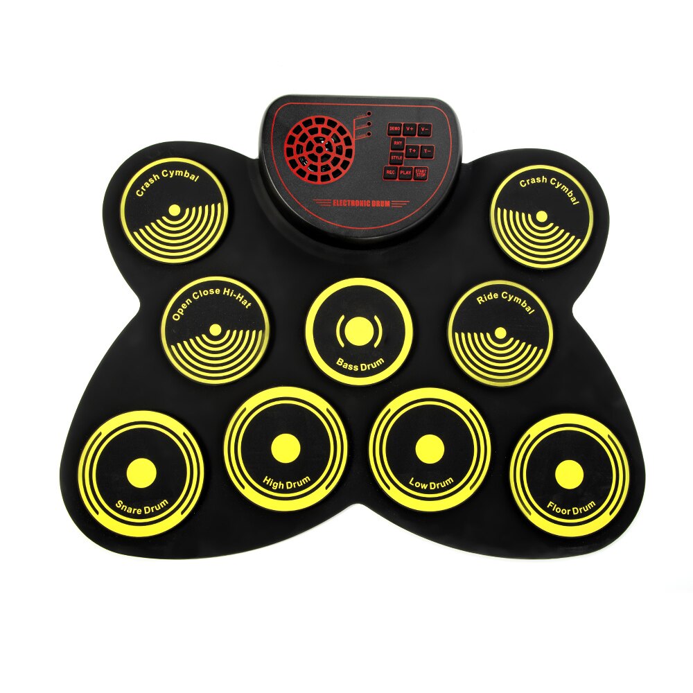 Portable Electronic Drum Set USB Roll Up Drum Pad Kit Built-in Speaker with Drumsticks Foot Pedal Digital Percussion Instruments