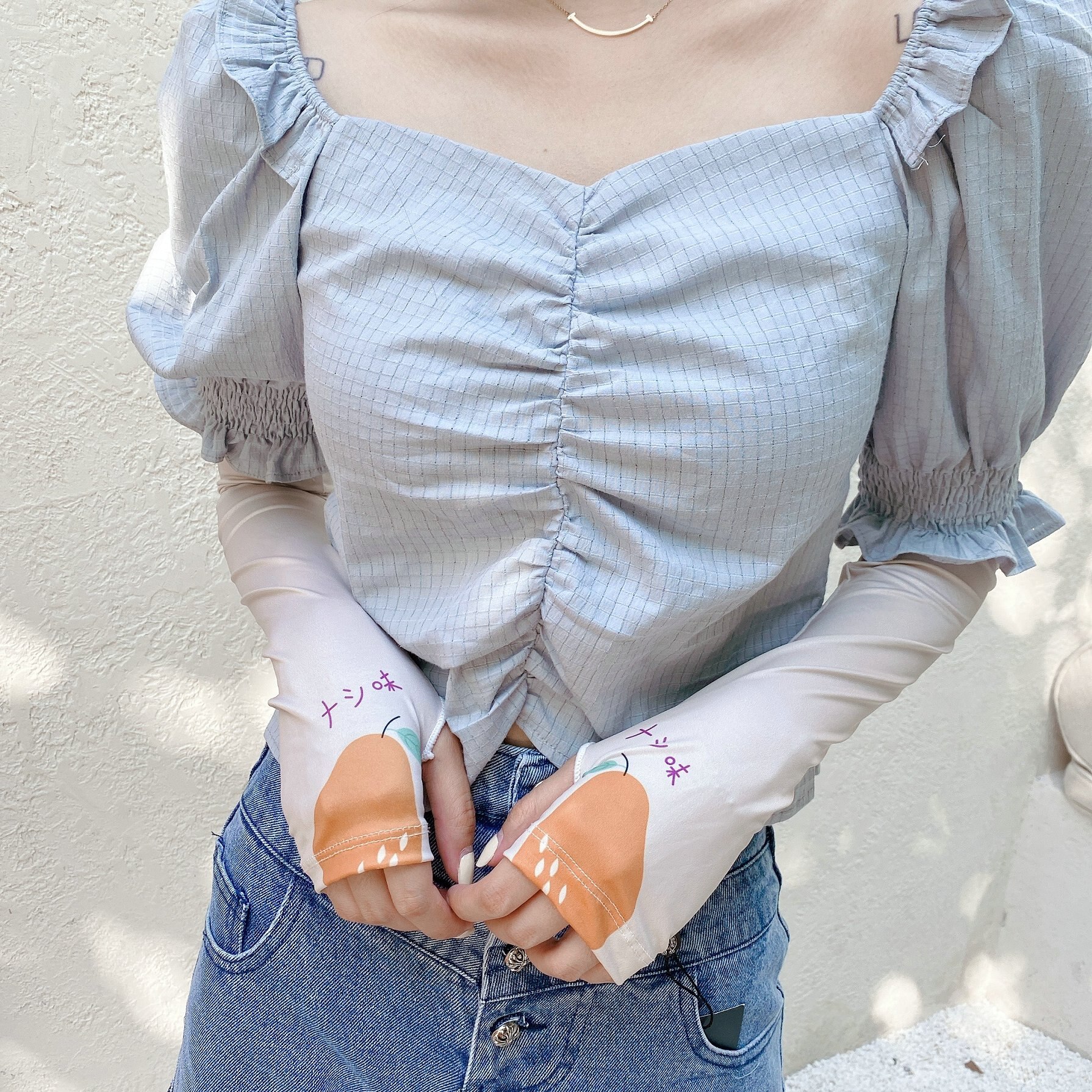 2 Stuks = 1 Pairs Koreaanse Stijl Leuke Fruit Peer Oversleeves Alle-Match Zon Bescherming Uv Zon bescherming Arm Mouwen