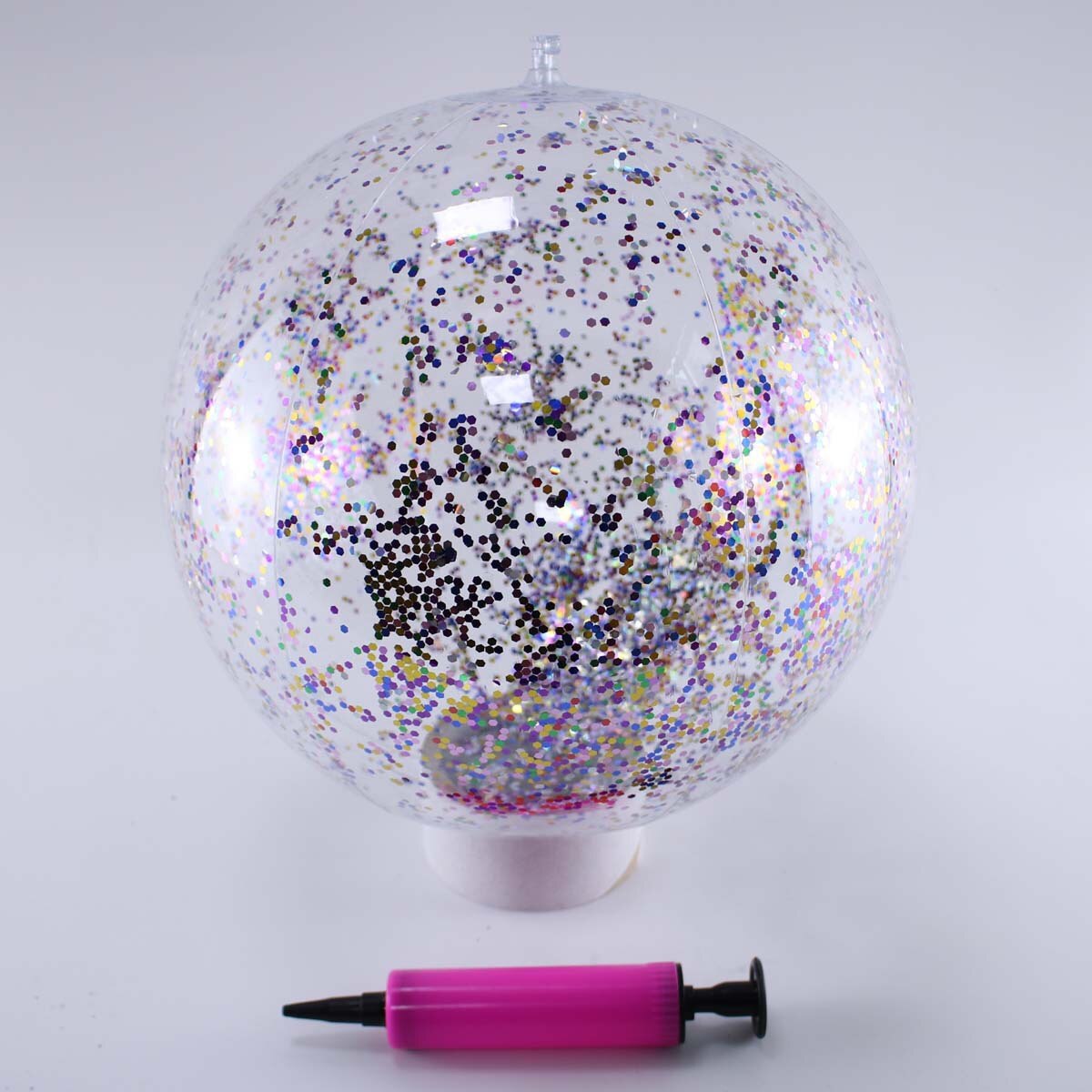 Style Transparent PVC Ball Water Toys Photographic Prop Inflatable Colored Sequins Beach Ball: 40 Cm Colored Sequins Send Hand Pump