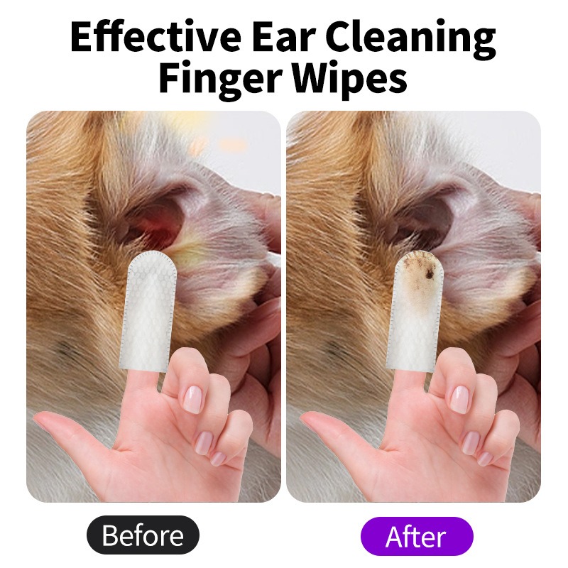 Pet cleaning products Ear cleaning wipes Ear care fingertips Ear mite removal Cat and dog ear cleaning pet products