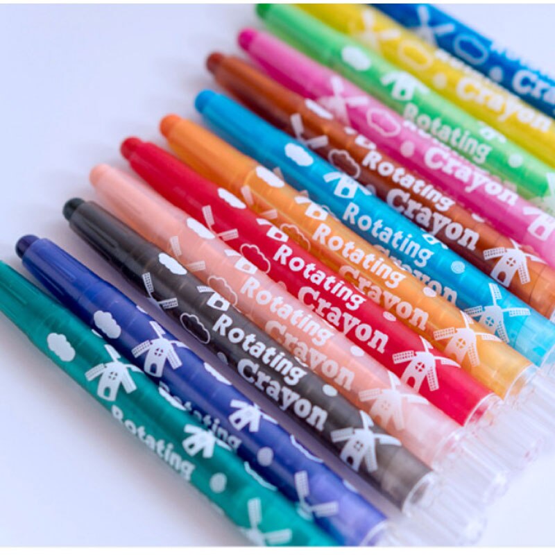 18/24/36 Color Painting Crayon Pencil Children Drawing Graffiti Party Art School Supplies Non-Toxic Rotating Crayon Pencil Set
