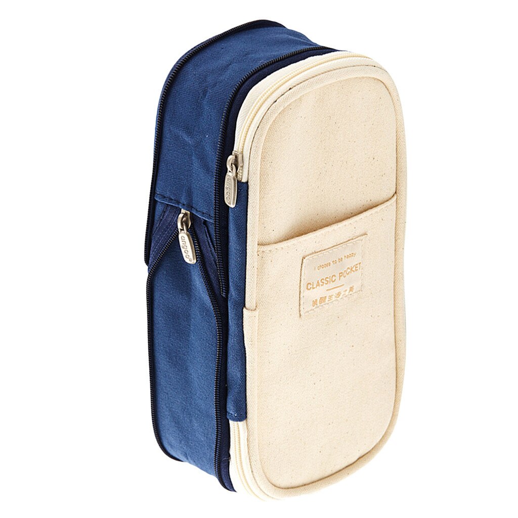 Multi-function school pencil storage bag stationery box large capacity canvas pen curtain box boy girl children stationery