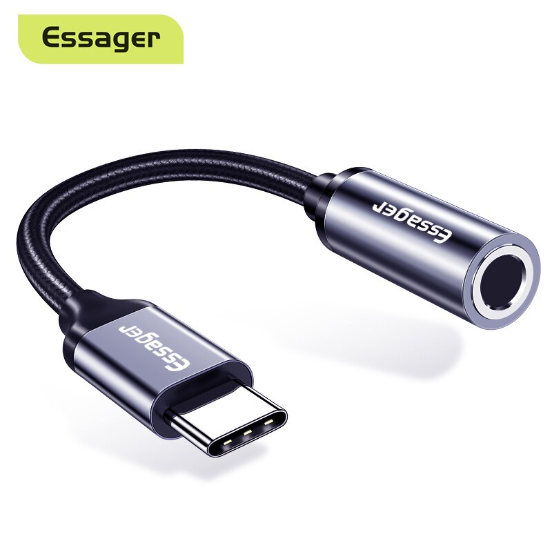 Essager entrada tipo c para 3.5mm, adaptador de fone de ouvido usb c para 3.5mm, cabo aux de áudio para huawei p30 p20 pro xiaomi mi 9 8 oneplus 7 7t