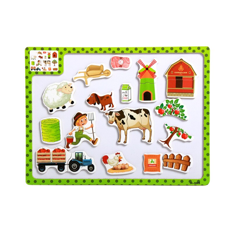 Children's educational preschool toys large children magnetic wooden wooden jigsaw puzzle cartoon puzzle cognitive teaching aids