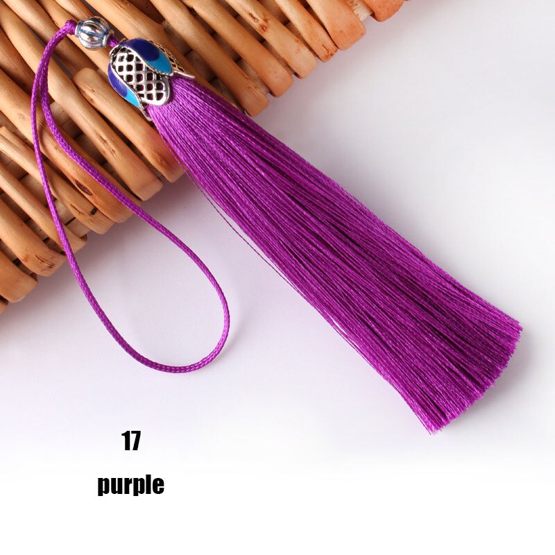 Pincel de flecos de seda, accesorio colgante para la fabricación de joyas DIY, borla de satén de seda, artesanía hecha a mano, suministro, 5/10 piezas, 8cm