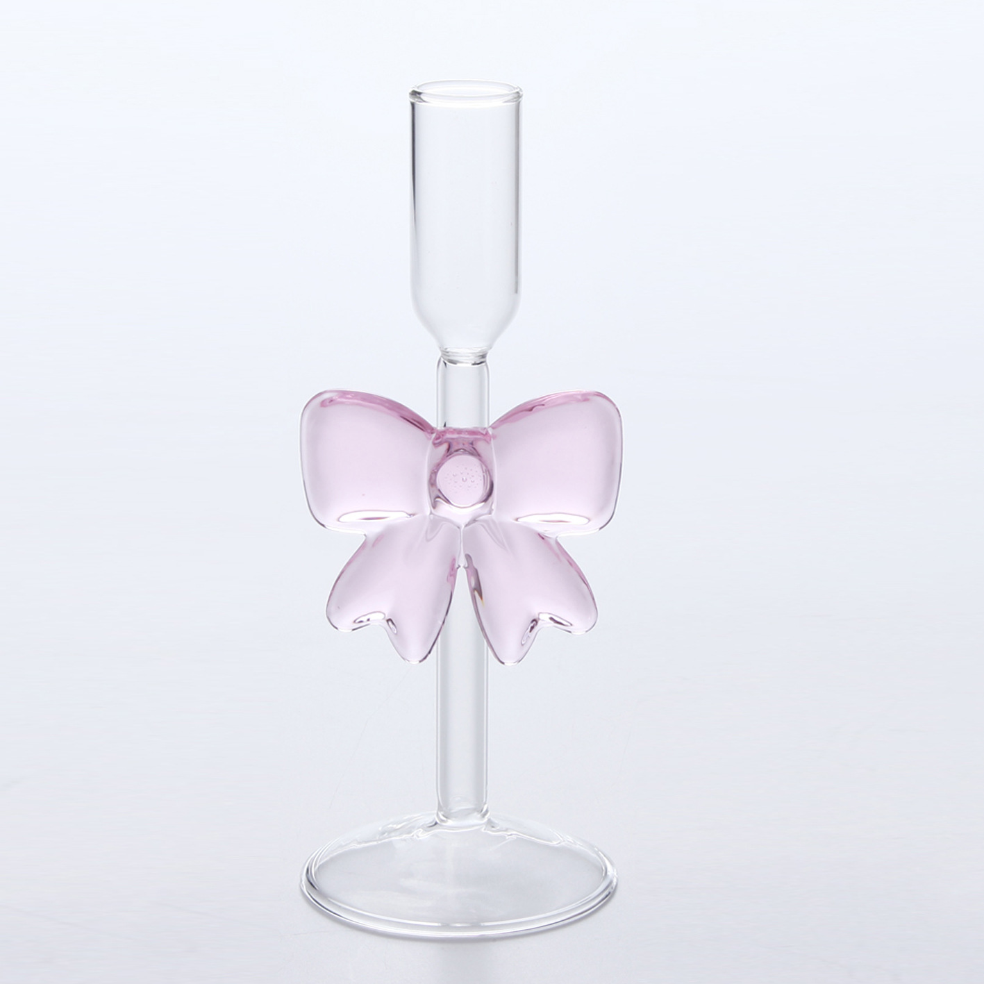 Hoher Kerzenhalter, eleganter Hochzeitskerzenhalter mit Schleife, stilvoll für Partys, Hochzeiten, Heimdekoration: Burgunderrot