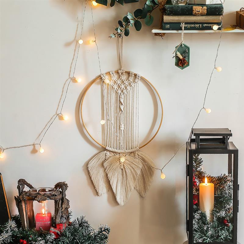 Cerceau floral en bois de bambou pour la décoration de la maison, cerceau en macramé, anneaux en bois pour la fête de mariage, couronne de fleurs bricolage, réplicateur de cadre, 1PC