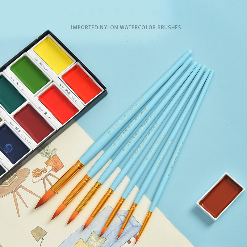 7 stücke Traum verfolgen Serie Runde kopf Nylon pinsel Suite Anfänger Erwachsene Professionelle Zeichnung Kunst Malerei Aquarell Pinsel einstellen