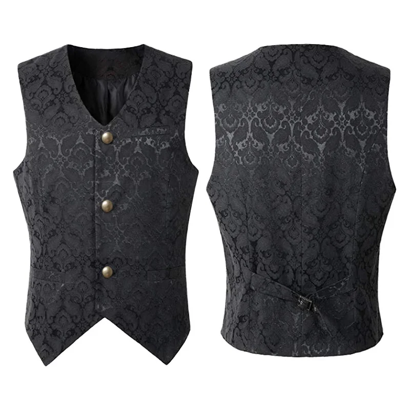 Gilet Steampunk Renaissance pour hommes, manteau gothique Jacquard, simple boutonnage, robe formelle d'affaires, pour costume, 2024