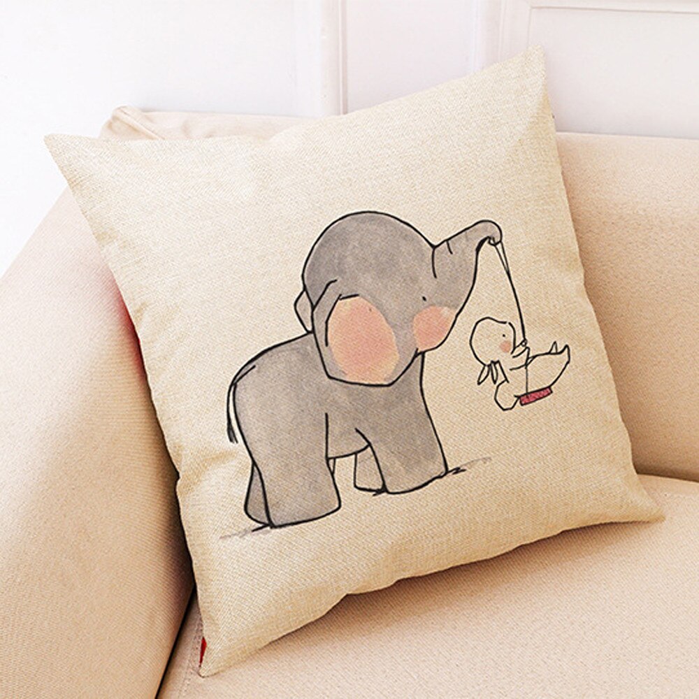 Mikksire Mode Schattige Kleine Olifant Decoratieve Kussens Sofa Kussen Linnen Seat Kussen Leuke Olifant Konijn Print D1