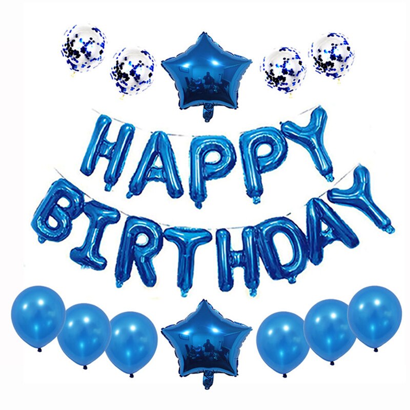 Gelukkige Verjaardag Brief Ballonnen Rose Goud Zilver Folie Alfabet Ster Hart Ballon Meisje Jongen Verjaardagsfeestje Decoratie Baby Shower: blue