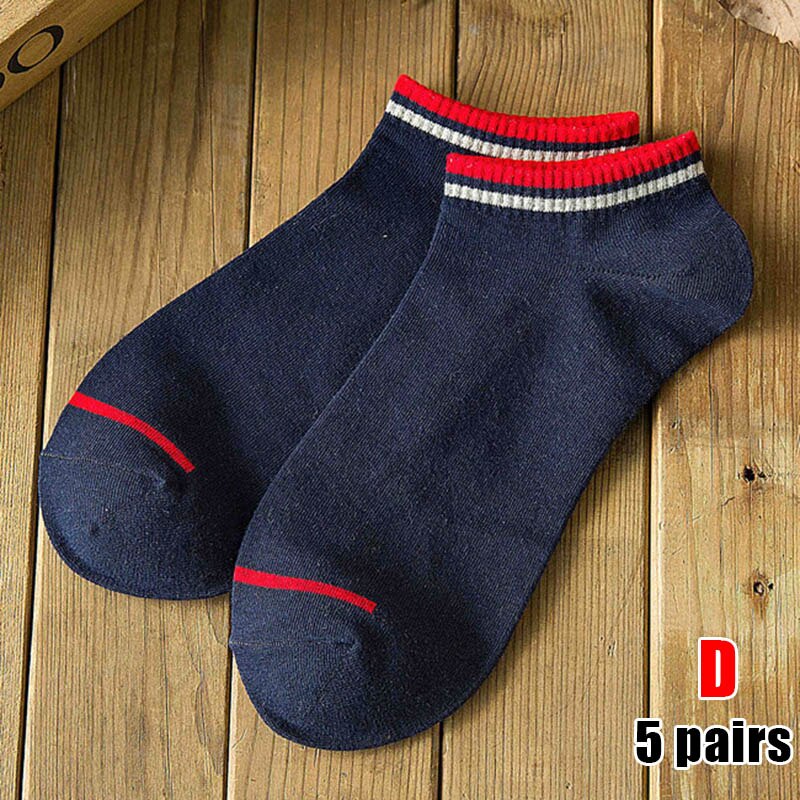 5 paire hommes chaussettes de sport invisibles court cheville chaussettes respirant mince bateau chaussette B88: d