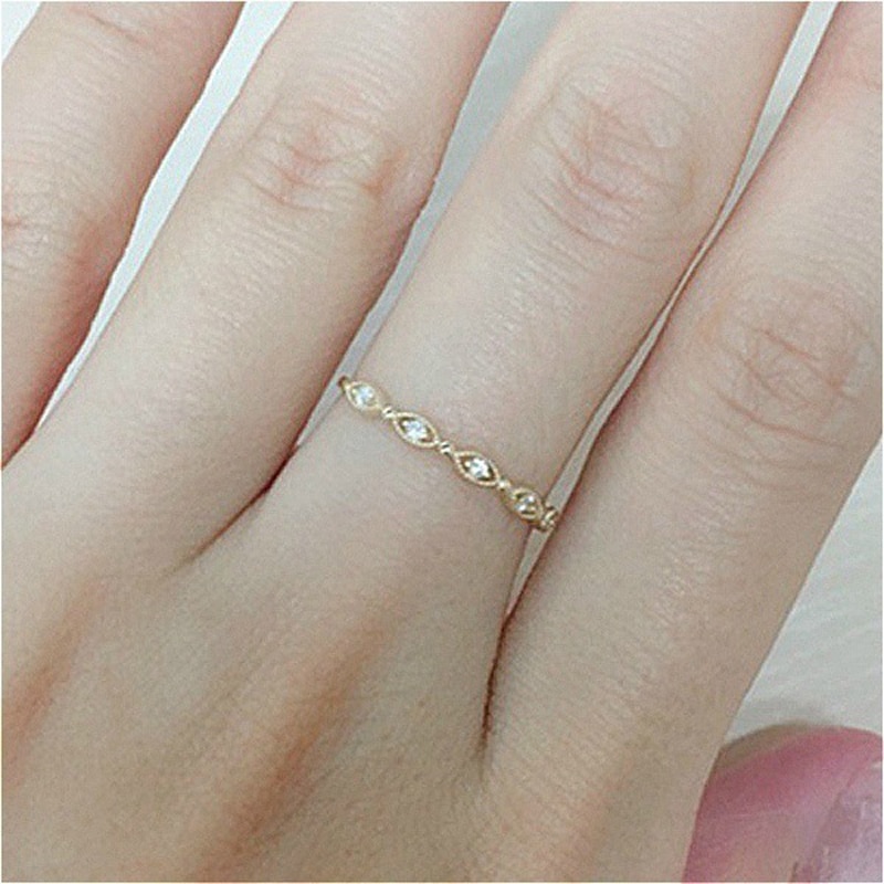 ZHOUYANG Rings For Women Lady Simple Cute Mini Cubic Zirconia Light Gold Color Finger Thin Ring Jewelry KCR112