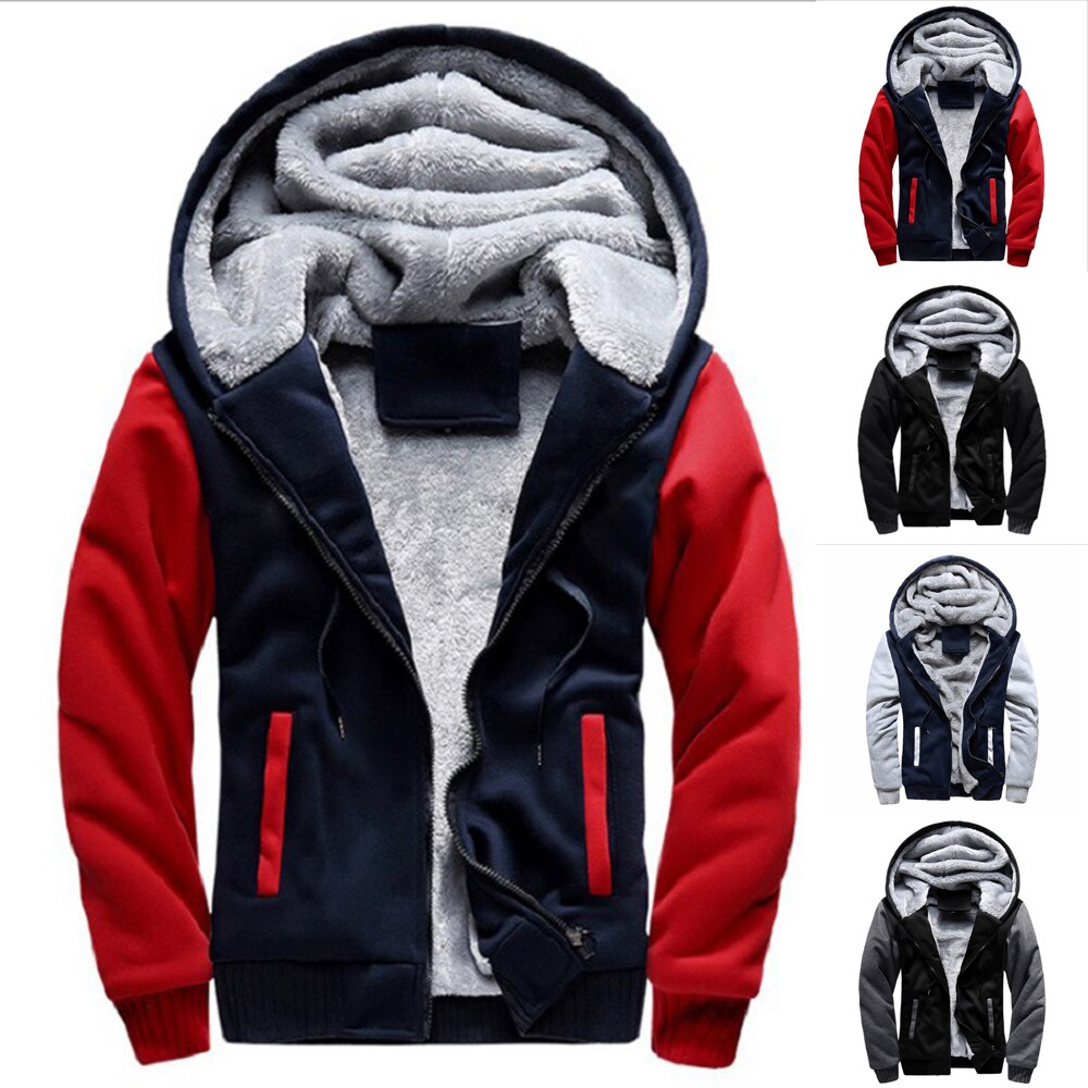 Men Hoodies Winter Thick Warm Fleece Zipper Men Hoodies Coat Sportwear Male Streetwear Hoodies Sweatshirts Men L-3XL