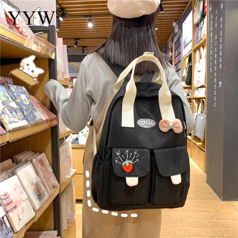 Tiener Meisjes Schooltas Mode-koreaanse Contrast Rugzak Schoudertas Grote Vrouwelijke Schouder Rugzak Laptop Tas Preppy Stijl