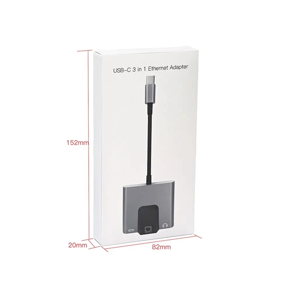 Type-C Naar Ethernet Lan Netwerkadapter Hub Usb C Naar 3.5Mm Audio Pd Snel Opladen Docking Station Voor Laptop Mobiele Telefoon Tablet