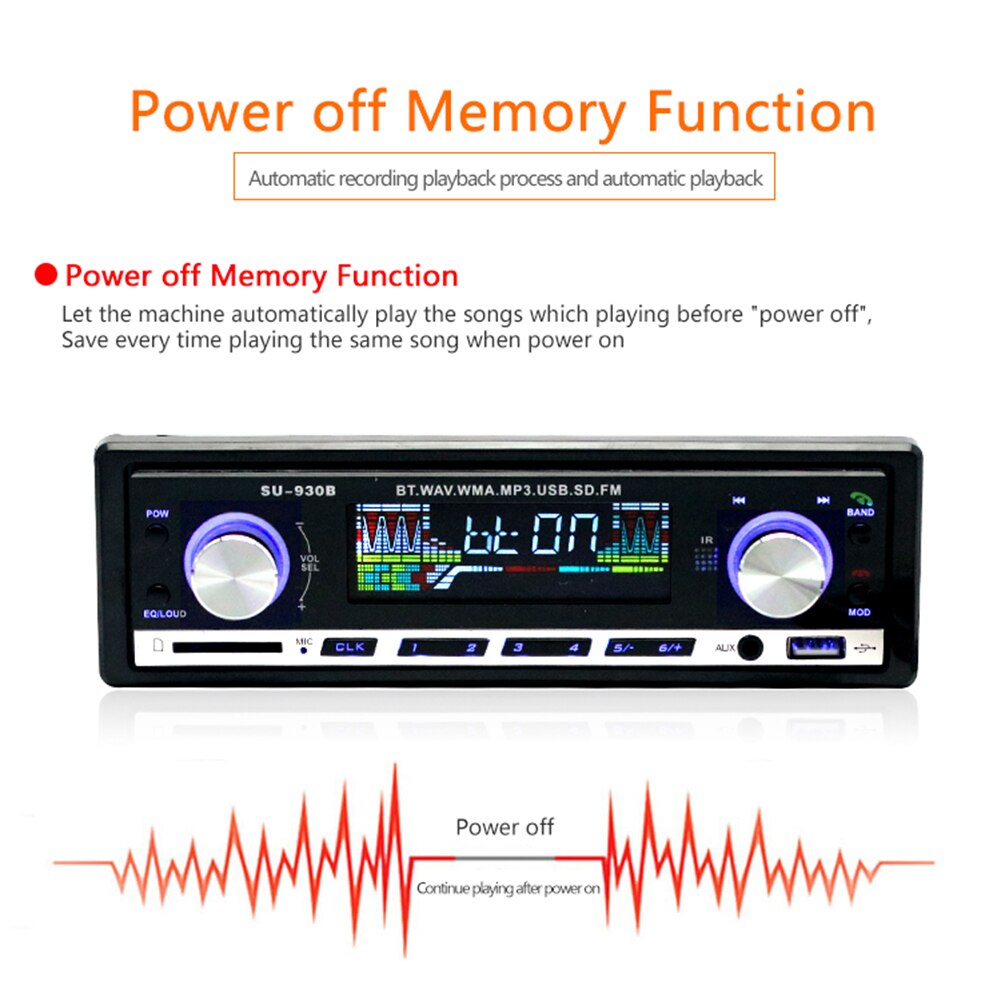 Single 1 DIN Head Unit USB Flash Drive MP3 Player SU-930B BT AUX-input Car Radio Unique Parts Portable Car Ornaments