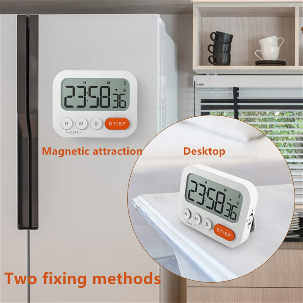 Multifunction Timer with LCD Screen Wall-mountable Desktop Digital Timer with Alarm Clock Countdown Timer for Cooking Study