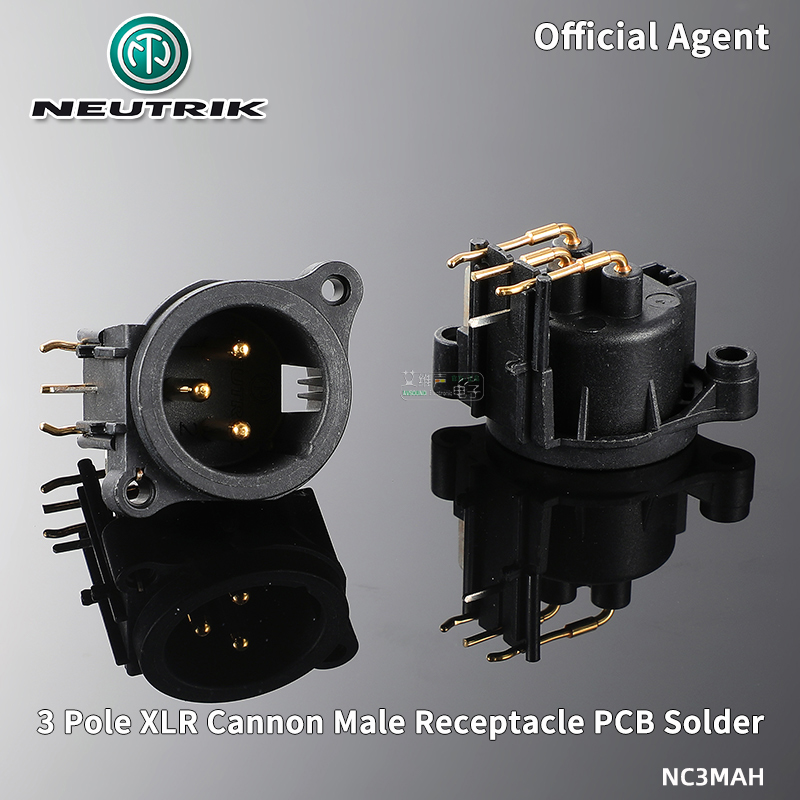 Neutrik XLR Male Female Receptacle Socket 3 Pole Power Amplifier PCB Mount Soldering Cups NC3MAV Cannon Chassis Connectors: NC3MAH
