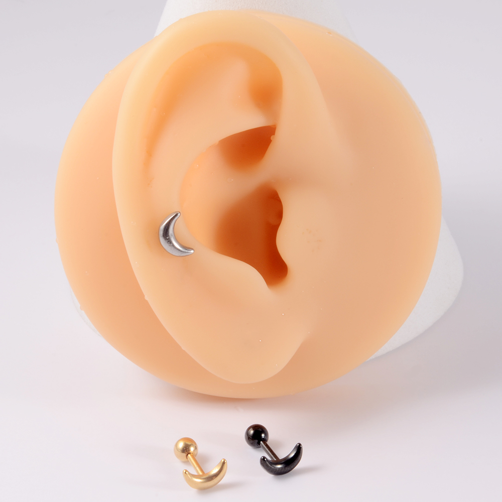 1PC 361L Surgical Steel Snake Ear Tragus Helix Cartilage Earrings Heart Moon Star Lobe Earring Helix Stud Body Piercing Jewelry: green / Gold-color