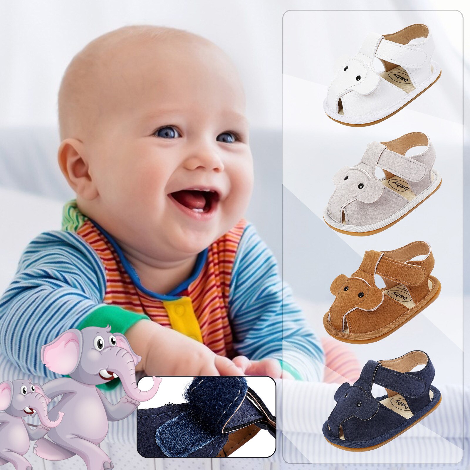 0-18 monate Kleinkind Krippe Schuhe Sommer freundlicher Kleinkind Baby Mädchen Elefant Sandalen Kork Schuhe Strand Schuhe Prewalker Zapatos
