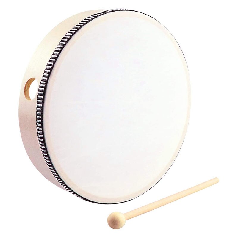 8 Inch Tambourine Percussion Instrument for Portable Wooden Tambourine Drum with Drumstick Percussion Musical Toy
