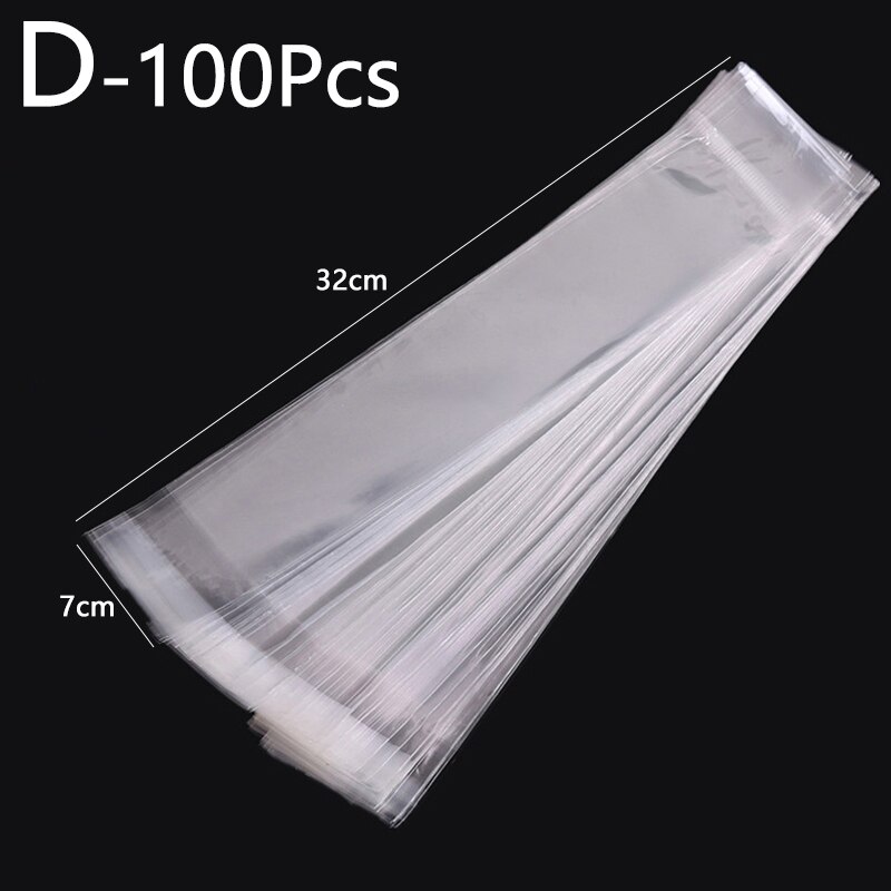 100Pcs 32Cm Lengte Bag Clear Zelfklevend Zakken Opp Transparante Cosmetische Voedsel Snoep Sieraden Verpakking Lange Pen plastic Zak: D