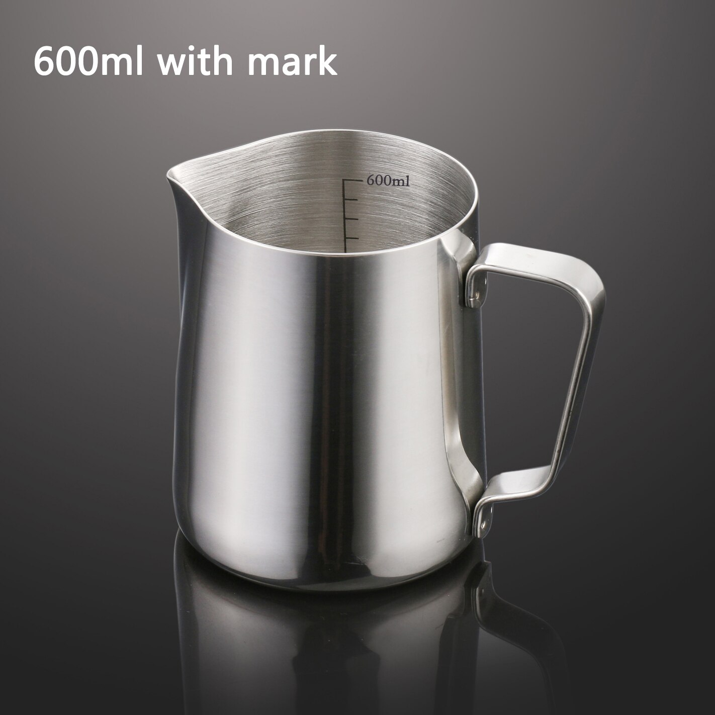 Keuken Rvs Melk Opschuimen Jug Espresso Koffie Pitcher Barista Craft Koffie Latte Melk Opschuimen Werper Koffie Tool: 600ml with mark