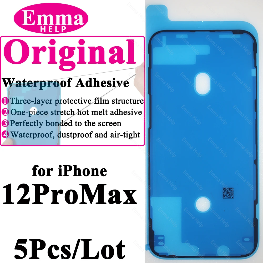 5 uds pegatina impermeable para iPhone 13 12 11 Pro Max 14Plus 3M adhesivo marco de pantalla LCD sello reparación adhesivo accesorios para iphone: Negro