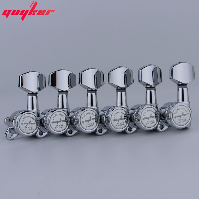 1 sæt guyker chrome locking guitar machine heads tuners gear ratio 1:18 made in korea: 6l