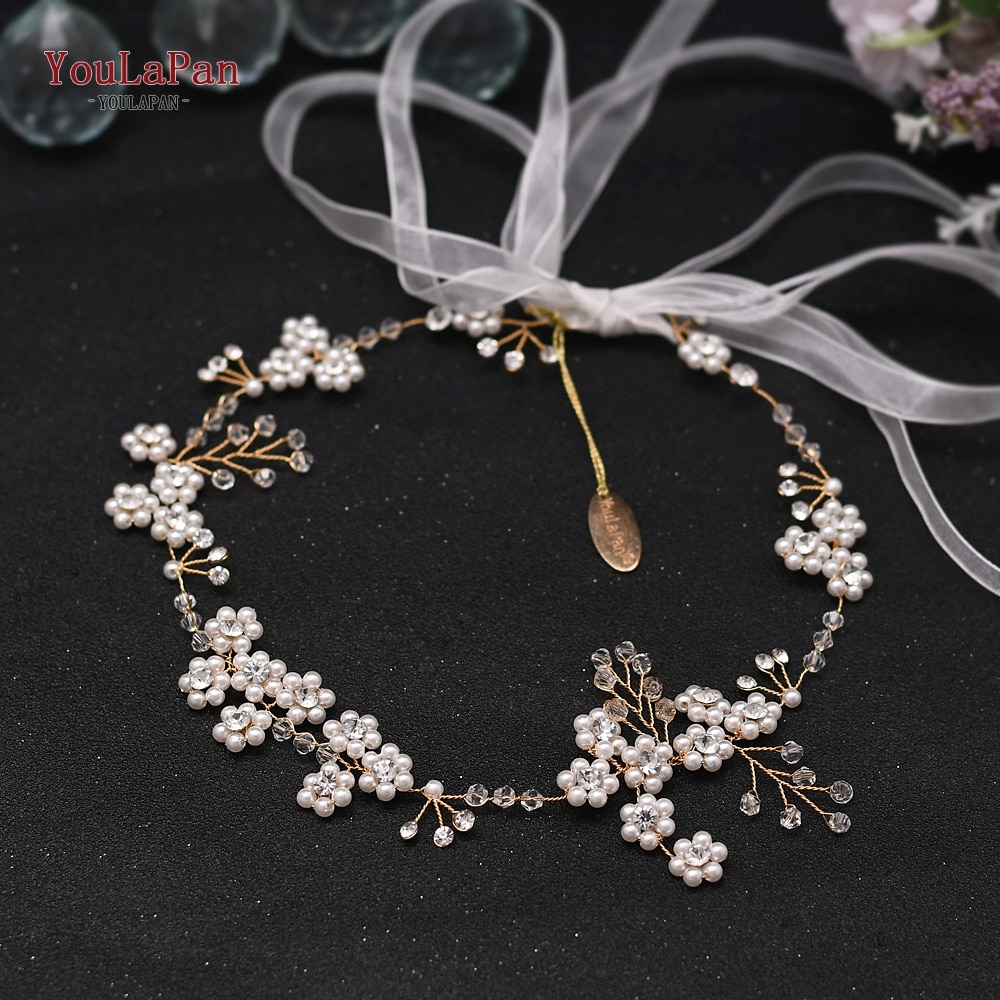 YouLaPan HP129 bohême mariage bandeau perle mariée diadème or diamant mariage casque à la main mariage cheveux accessoires