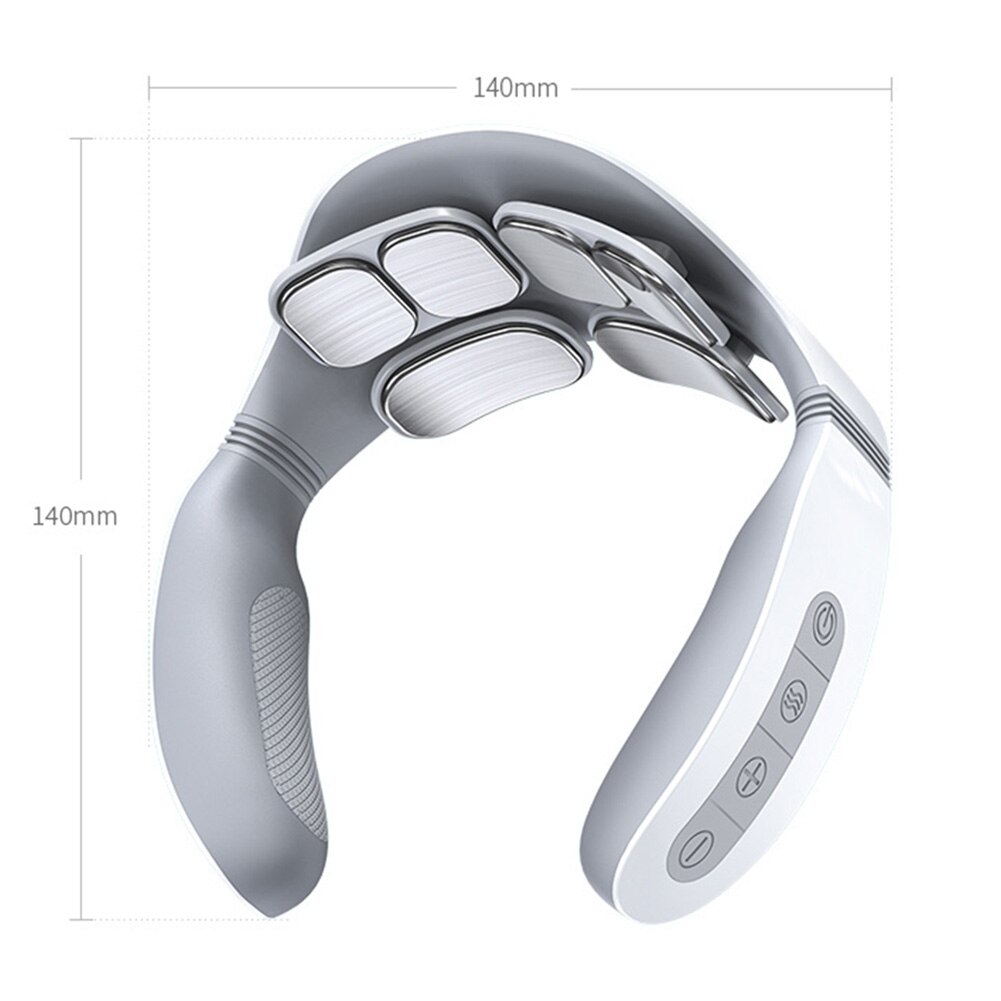 Smart 6D Pulse Heated Electric Cervical Massager Remote Control Six-Head Electric Pulse Pain Relief Shoulder Spine Massager: 6 heads white