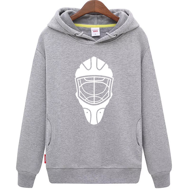 Ealer billig unisex grå hockey hættetrøjer sweatshirt med en hockey maske til mænd og kvinder