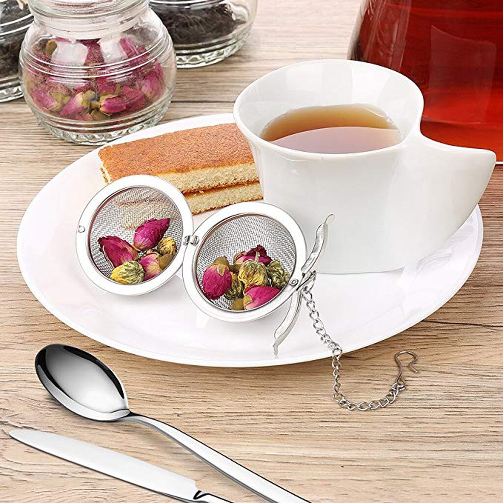 Stainless Steel Strainer Tea Ball Filter Diffuser With Extended Chain Hook 2PC Sphere Mesh Tea Herb Spice Filter Diffuser #